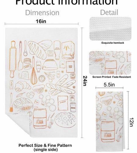 XUNLURY Baking Kitchen Towels Tea Towels Color-04 16x24 Inch