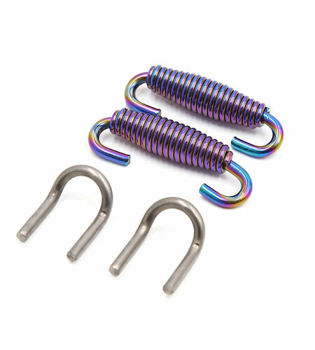 uxcell 2pcs Stainless Steel Colorful Motorcycle Exhaust Pipe Spring with Hook