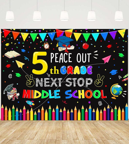 AIBIIN 7x5ft 5th Grade Graduate Backdrop Black Polyester Photography