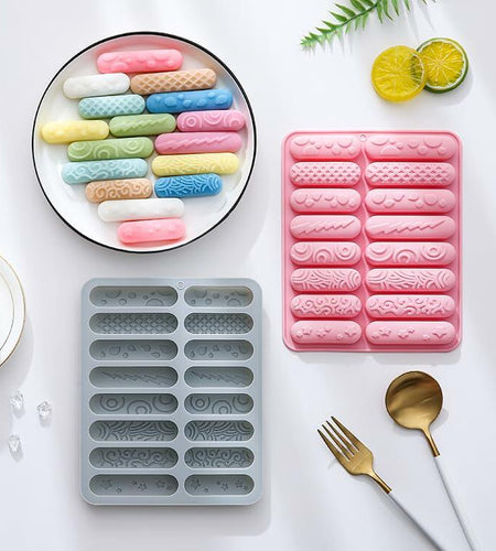 PROVIVID 2 Pack Silicone Mold Chocolate Stick Energy Bars Pink Blue Reusable
