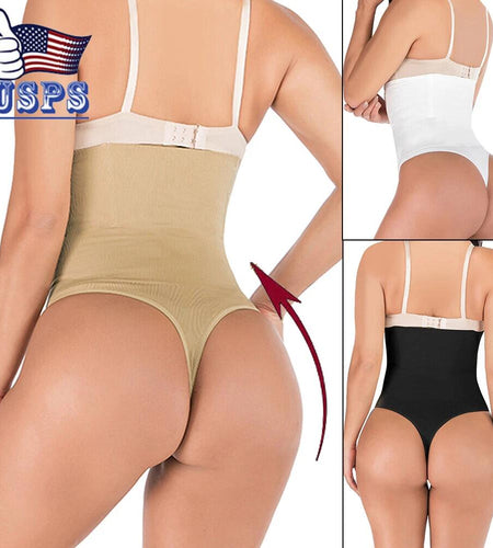 Hioffer Women Waist Cincher Girdle Tummy Slimmer Sexy Nude Lace Thong XL-XXL