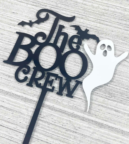JIEEIN The Boo Crew Halloween Cake Topper Black Acrylic 1 Piece
