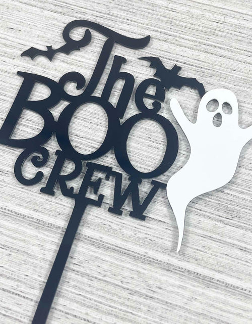 Load image into Gallery viewer, JIEEIN The Boo Crew Halloween Cake Topper Black Acrylic 1 Piece
