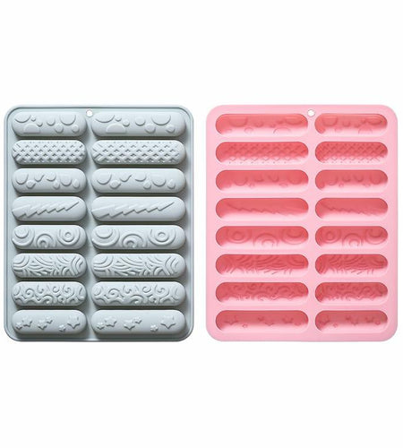 PROVIVID 2 Pack Silicone Mold Chocolate Stick Energy Bars Pink Blue Reusable