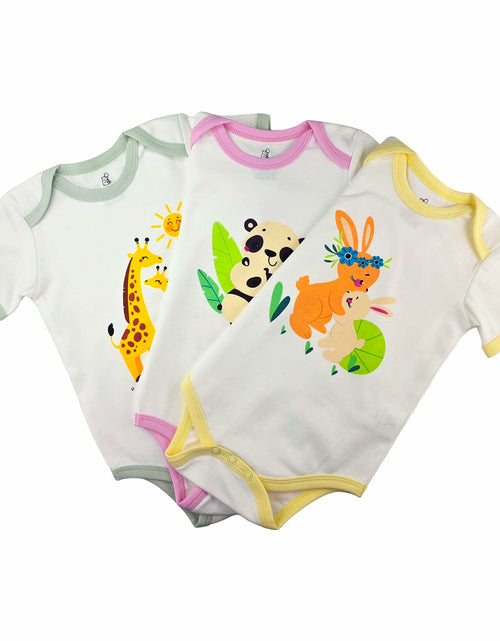 Load image into Gallery viewer, HippoHugs Organic Cotton Baby Sleeveless Footless Romper Yellow Bunny Size 3-6M
