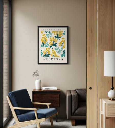 HomeArtPrint Nebraska Flower Market Art Print 8x10 Botanical Poster