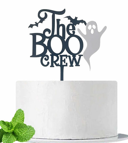 JIEEIN The Boo Crew Halloween Cake Topper Black Acrylic 1 Piece