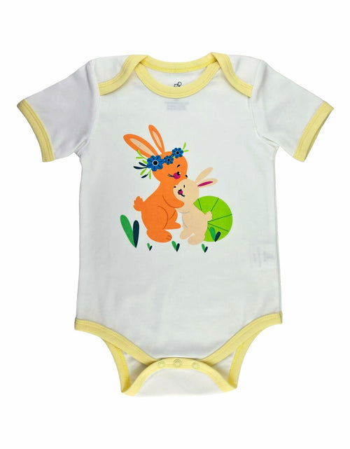 Load image into Gallery viewer, HippoHugs Organic Cotton Baby Sleeveless Footless Romper Yellow Bunny Size 3-6M
