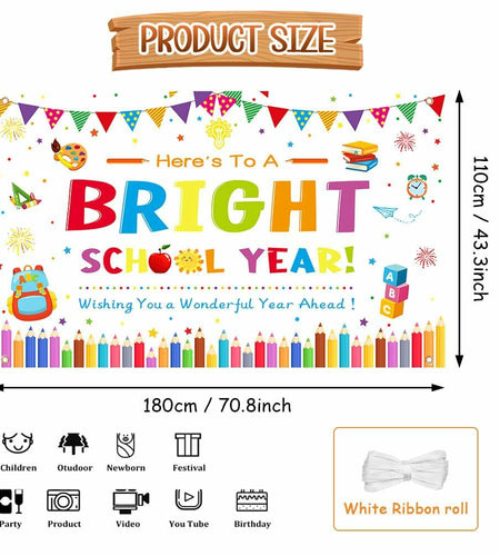 AIBIIN Back to School Photography Backdrop Black 70.8x43.3in Polyester
