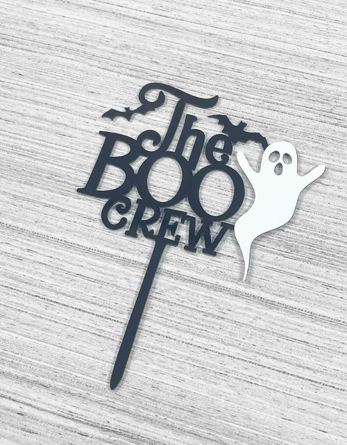 Load image into Gallery viewer, JIEEIN The Boo Crew Halloween Cake Topper Black Acrylic 1 Piece
