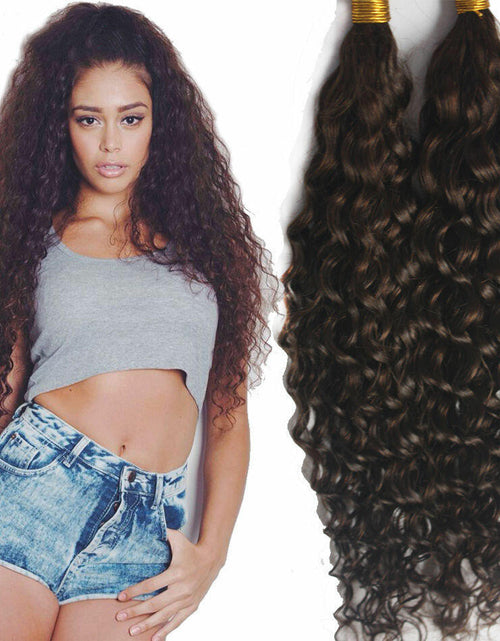 Load image into Gallery viewer, OQNUNQO Curly Wave Synthetic Braiding Hair Extensions 22in 1B Black 150g 2Bundle

