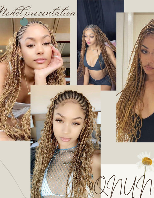 Load image into Gallery viewer, OQNUNQO Curly Wave Synthetic Braiding Hair Extensions 22in 1B Black 150g 2Bundle

