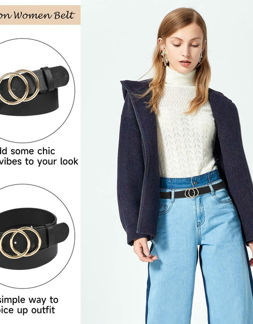 Load image into Gallery viewer, NBLYOS Women Faux Leather Belt Gold Buckle Khaki Size XXL
