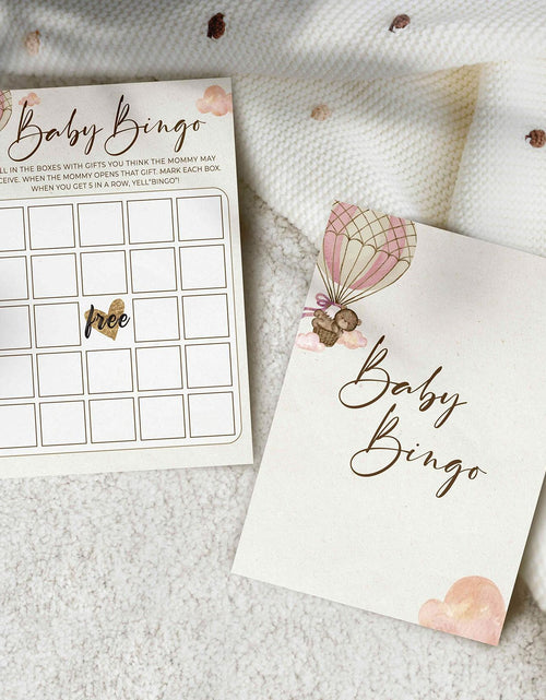 Load image into Gallery viewer, OUDIEA Baby Shower Bingo Cards Teddy Bear Hot Air Balloon 5x7 30 Count
