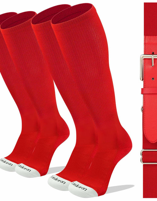 Load image into Gallery viewer, Londkaron Elite Baseball Softball Socks &amp; Belt Combo Black 2 Pairs Size S
