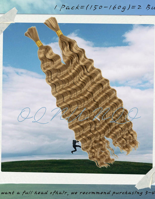 Load image into Gallery viewer, OQNUNQO Curly Wave Synthetic Braiding Hair Extensions 22in 1B Black 150g 2Bundle
