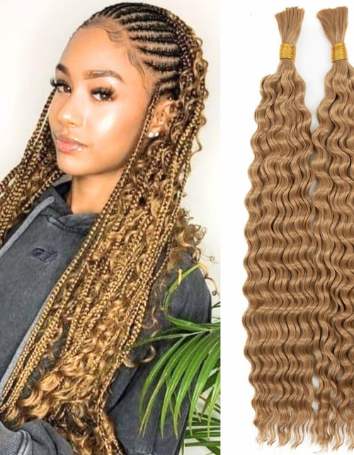 Load image into Gallery viewer, OQNUNQO Curly Wave Synthetic Braiding Hair Extensions 22in 1B Black 150g 2Bundle
