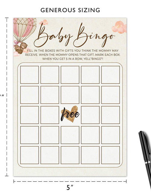 Load image into Gallery viewer, OUDIEA Baby Shower Bingo Cards Teddy Bear Hot Air Balloon 5x7 30 Count

