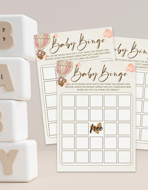 Load image into Gallery viewer, OUDIEA Baby Shower Bingo Cards Teddy Bear Hot Air Balloon 5x7 30 Count
