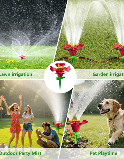 Load image into Gallery viewer, IcyByte Rotating Flower Garden Sprinkler Adjustable Spray Modes Red 8.66"

