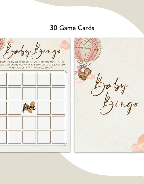 Load image into Gallery viewer, OUDIEA Baby Shower Bingo Cards Teddy Bear Hot Air Balloon 5x7 30 Count
