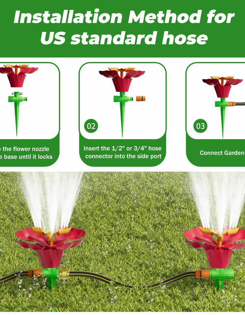 Load image into Gallery viewer, IcyByte Rotating Flower Garden Sprinkler Adjustable Spray Modes Red 8.66"
