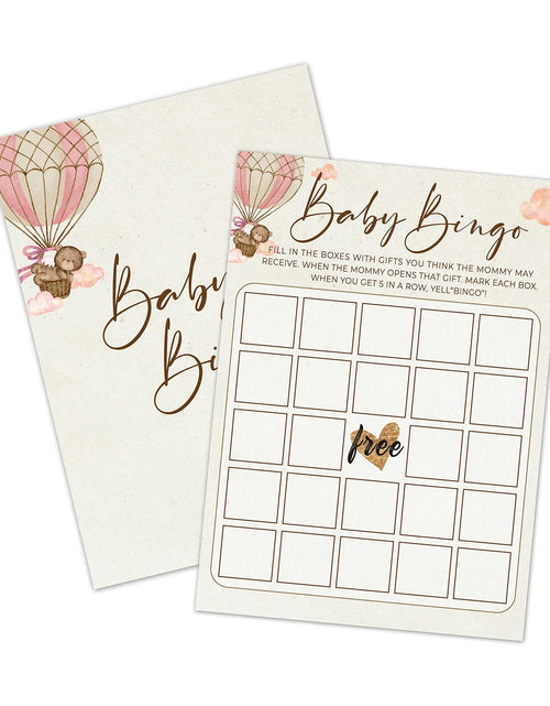 Load image into Gallery viewer, OUDIEA Baby Shower Bingo Cards Teddy Bear Hot Air Balloon 5x7 30 Count

