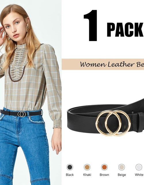 Load image into Gallery viewer, NBLYOS Women Faux Leather Belt Gold Buckle Khaki Size XXL
