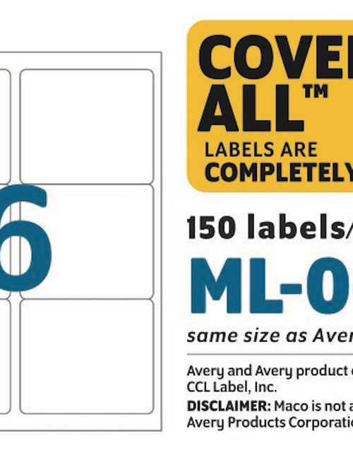 Load image into Gallery viewer, MACO Laser/Ink Jet White Cover-All Shipping Labels 3.33x4in 150 Pack

