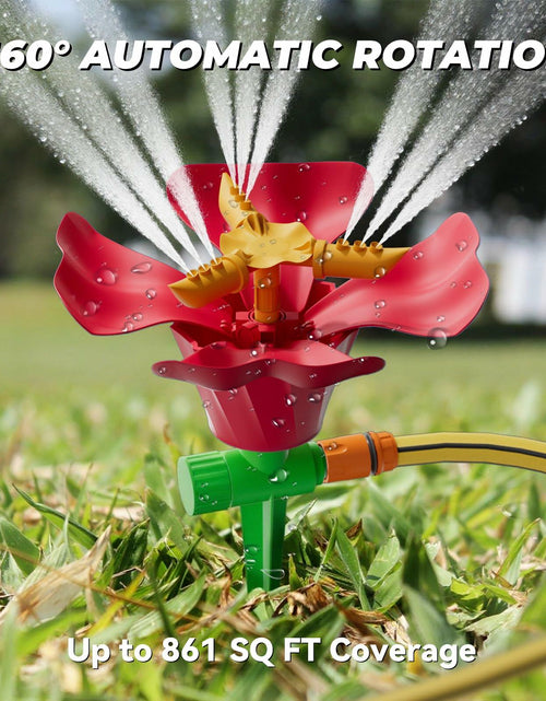 Load image into Gallery viewer, IcyByte Rotating Flower Garden Sprinkler Adjustable Spray Modes Red 8.66"
