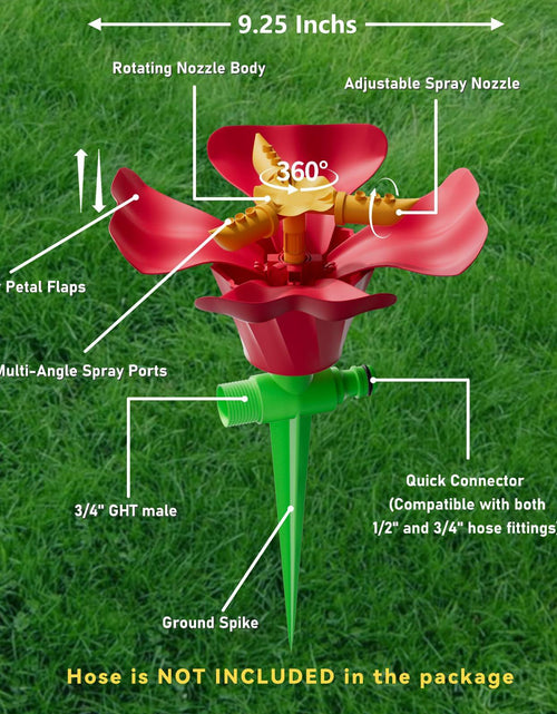 Load image into Gallery viewer, IcyByte Rotating Flower Garden Sprinkler Adjustable Spray Modes Red 8.66"
