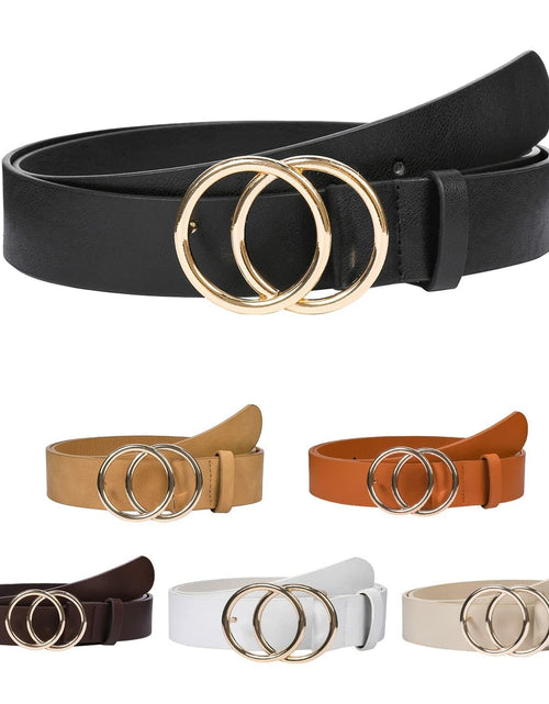 Load image into Gallery viewer, NBLYOS Women Faux Leather Belt Gold Buckle Khaki Size XXL
