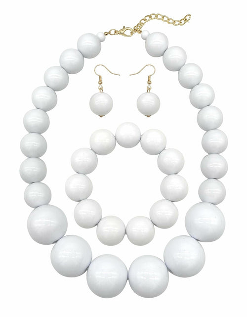 Load image into Gallery viewer, [Like New] JHWZAIY White Acrylic Beaded Necklace Chunky Statement 02 Set
