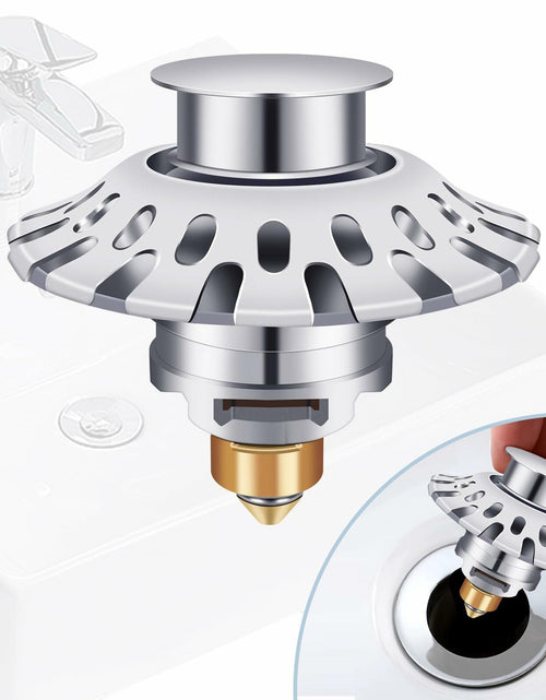 Load image into Gallery viewer, AUPHTIR Universal Bathroom Sink Stopper Pop Up Drain Plug 1.06-1.80'' Silver
