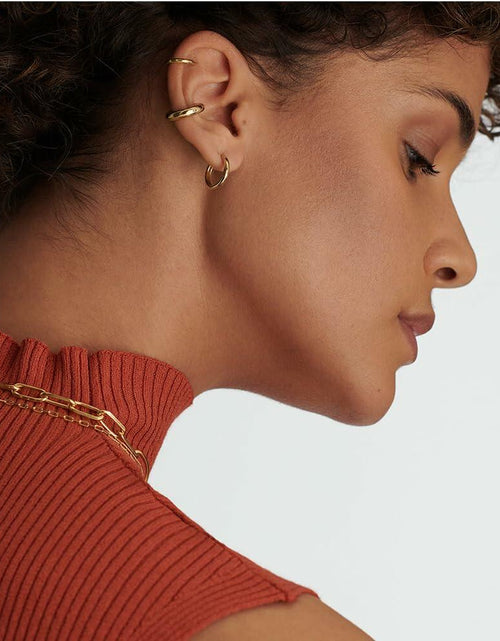Load image into Gallery viewer, YANLVE 14K Gold Plated Small Huggie Hoop Earrings Set of 3 Pairs Women

