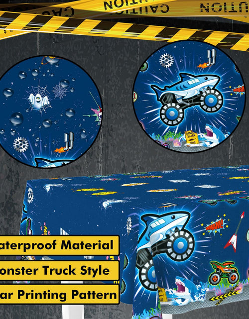 Load image into Gallery viewer, [Like New] VIZOZEN Truck Birthday Party Supplies Tablecloth Banner Plates Napkins Cups
