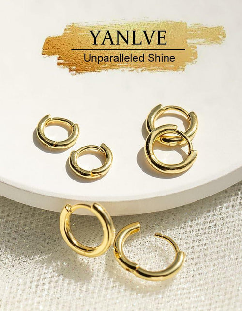 Load image into Gallery viewer, YANLVE 14K Gold Plated Small Huggie Hoop Earrings Set of 3 Pairs Women
