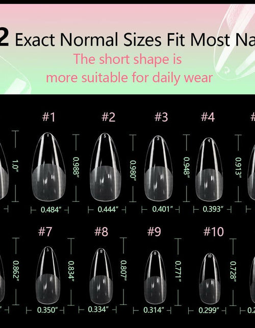 Load image into Gallery viewer, PrettyYo Short Almond Gel Nail Tips 240Pcs Clear 12 Sizes Full Cover
