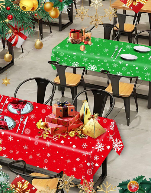 Load image into Gallery viewer, FZR Legend 2Pack Christmas Tablecloth Plastic Snowflake Red Green
