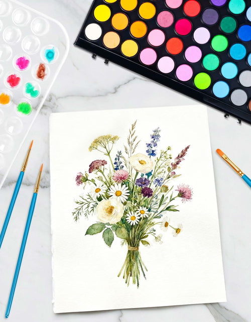Load image into Gallery viewer, 48 Color Solid Watercolor Paint Set with 3 Brushes for Kids &amp; Artists
