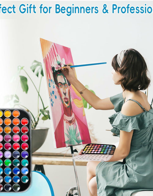 Load image into Gallery viewer, 48 Color Solid Watercolor Paint Set with 3 Brushes for Kids &amp; Artists
