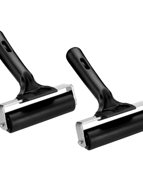 Load image into Gallery viewer, PATIKIL 4in Rubber Roller Brayer 2pcs Anti Skid Hard Black
