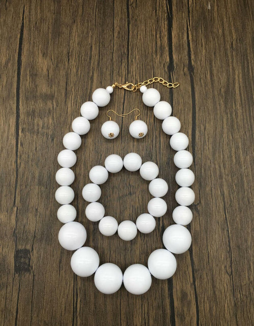Load image into Gallery viewer, [Like New] JHWZAIY White Acrylic Beaded Necklace Chunky Statement 02 Set
