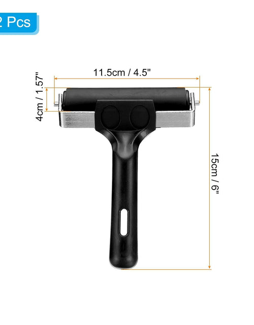 Load image into Gallery viewer, PATIKIL 4in Rubber Roller Brayer 2pcs Anti Skid Hard Black

