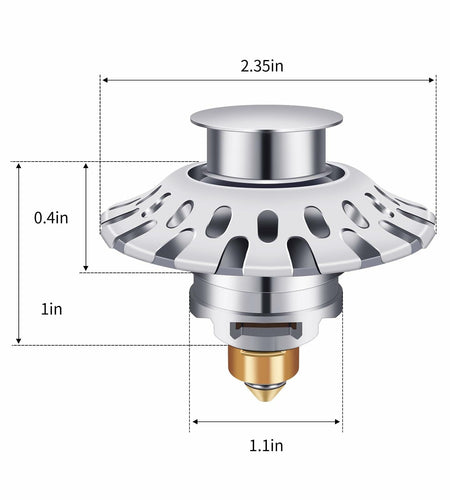 AUPHTIR Universal Bathroom Sink Stopper Pop Up Drain Plug 1.06-1.80'' Silver