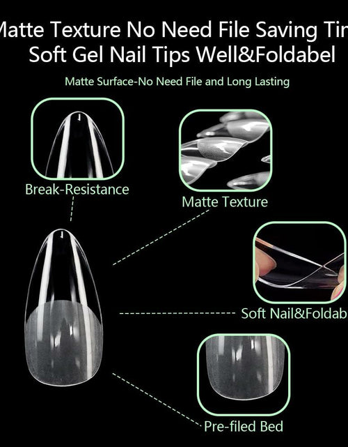 Load image into Gallery viewer, PrettyYo Short Almond Gel Nail Tips 240Pcs Clear 12 Sizes Full Cover
