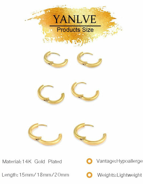 Load image into Gallery viewer, YANLVE 14K Gold Plated Small Huggie Hoop Earrings Set of 3 Pairs Women

