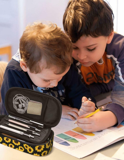 Load image into Gallery viewer, VOL&amp;BASS Sunflower Large Pencil Case Big Capacity Pen Bag Yellow Polyester
