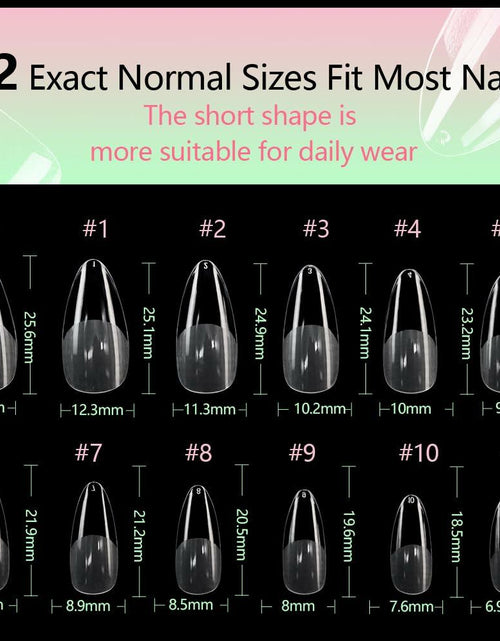 Load image into Gallery viewer, PrettyYo Short Almond Gel Nail Tips 240Pcs Clear 12 Sizes Full Cover
