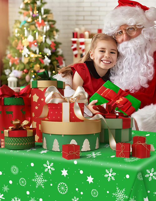 Load image into Gallery viewer, FZR Legend 2Pack Christmas Tablecloth Plastic Snowflake Red Green
